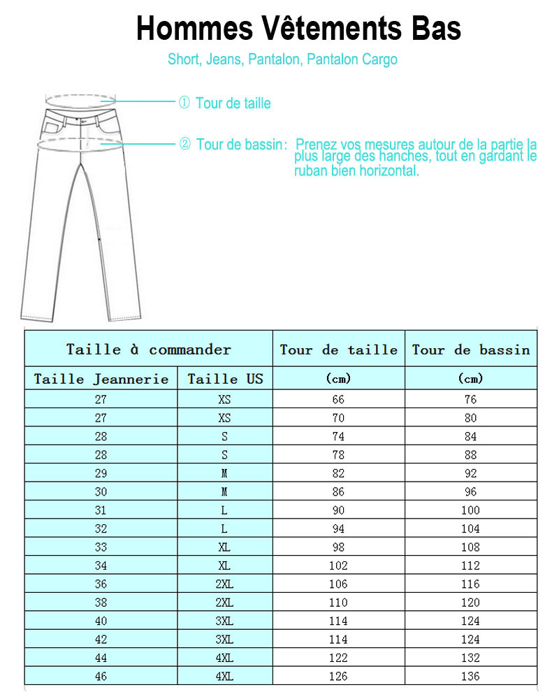 Homme Jeans Taille